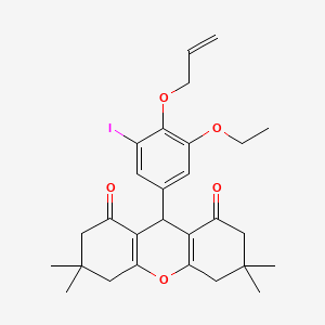 molecular formula C28H33IO5 B5061736 9-[4-(allyloxy)-3-ethoxy-5-iodophenyl]-3,3,6,6-tetramethyl-3,4,5,6,7,9-hexahydro-1H-xanthene-1,8(2H)-dione 