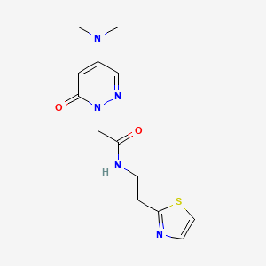 molecular formula C13H17N5O2S B5061758 2-[4-(dimethylamino)-6-oxo-1(6H)-pyridazinyl]-N-[2-(1,3-thiazol-2-yl)ethyl]acetamide 
