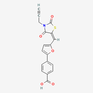 molecular formula C18H11NO5S B5061772 4-(5-{[2,4-dioxo-3-(2-propyn-1-yl)-1,3-thiazolidin-5-ylidene]methyl}-2-furyl)benzoic acid 