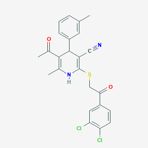 molecular formula C24H20Cl2N2O2S B5061795 5-acetyl-2-{[2-(3,4-dichlorophenyl)-2-oxoethyl]thio}-6-methyl-4-(3-methylphenyl)-1,4-dihydro-3-pyridinecarbonitrile 