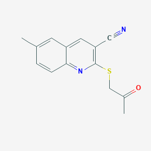 molecular formula C14H12N2OS B506181 6-Methyl-2-(2-oxopropylsulfanyl)quinoline-3-carbonitrile 