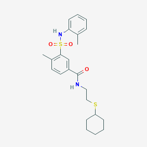 molecular formula C23H30N2O3S2 B5061832 N-[2-(cyclohexylthio)ethyl]-4-methyl-3-{[(2-methylphenyl)amino]sulfonyl}benzamide 
