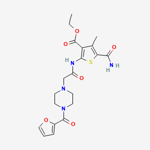 molecular formula C20H24N4O6S B5061837 ethyl 5-(aminocarbonyl)-2-({[4-(2-furoyl)-1-piperazinyl]acetyl}amino)-4-methyl-3-thiophenecarboxylate 