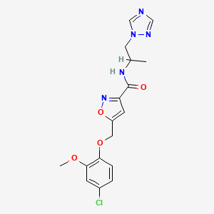 molecular formula C17H18ClN5O4 B5061873 5-[(4-chloro-2-methoxyphenoxy)methyl]-N-[1-methyl-2-(1H-1,2,4-triazol-1-yl)ethyl]-3-isoxazolecarboxamide 