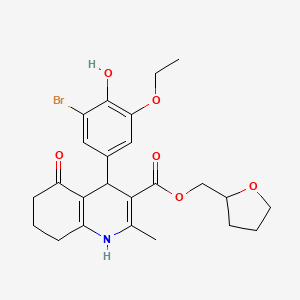 molecular formula C24H28BrNO6 B5061889 tetrahydro-2-furanylmethyl 4-(3-bromo-5-ethoxy-4-hydroxyphenyl)-2-methyl-5-oxo-1,4,5,6,7,8-hexahydro-3-quinolinecarboxylate 