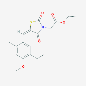 molecular formula C19H23NO5S B506190 ethyl {(5E)-5-[4-methoxy-2-methyl-5-(propan-2-yl)benzylidene]-2,4-dioxo-1,3-thiazolidin-3-yl}acetate 