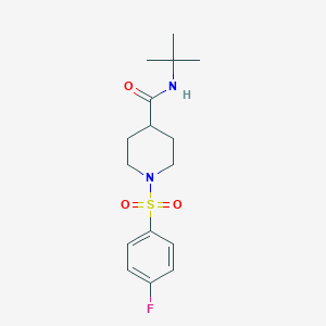 molecular formula C16H23FN2O3S B506192 N-(tert-butyl)-1-[(4-fluorophenyl)sulfonyl]piperidine-4-carboxamide 