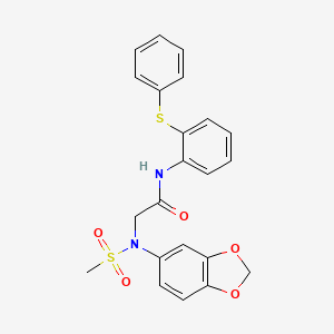 molecular formula C22H20N2O5S2 B5061924 N~2~-1,3-benzodioxol-5-yl-N~2~-(methylsulfonyl)-N~1~-[2-(phenylthio)phenyl]glycinamide 