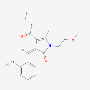 molecular formula C18H21NO5 B506194 ethyl (4Z)-4-(2-hydroxybenzylidene)-1-(2-methoxyethyl)-2-methyl-5-oxo-4,5-dihydro-1H-pyrrole-3-carboxylate 