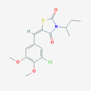 molecular formula C16H18ClNO4S B506196 (5E)-3-(butan-2-yl)-5-(3-chloro-4,5-dimethoxybenzylidene)-1,3-thiazolidine-2,4-dione 
