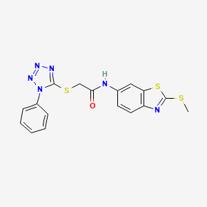 molecular formula C17H14N6OS3 B5062002 N-[2-(methylthio)-1,3-benzothiazol-6-yl]-2-[(1-phenyl-1H-tetrazol-5-yl)thio]acetamide 