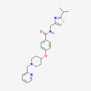 molecular formula C25H30N4O2S B5062018 N-[(2-isopropyl-1,3-thiazol-4-yl)methyl]-4-{[1-(2-pyridinylmethyl)-4-piperidinyl]oxy}benzamide 