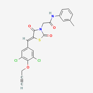 molecular formula C22H16Cl2N2O4S B5062026 2-{5-[3,5-dichloro-4-(2-propyn-1-yloxy)benzylidene]-2,4-dioxo-1,3-thiazolidin-3-yl}-N-(3-methylphenyl)acetamide 