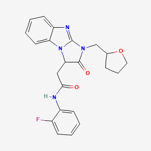 molecular formula C22H21FN4O3 B5062032 N-(2-fluorophenyl)-2-[2-oxo-1-(tetrahydro-2-furanylmethyl)-2,3-dihydro-1H-imidazo[1,2-a]benzimidazol-3-yl]acetamide 