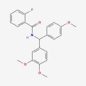 N-[(3,4-dimethoxyphenyl)(4-methoxyphenyl)methyl]-2-fluorobenzamide