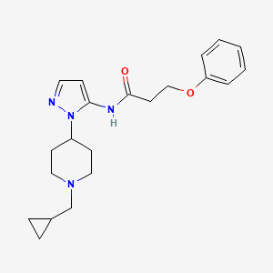 molecular formula C21H28N4O2 B5062051 N-{1-[1-(cyclopropylmethyl)-4-piperidinyl]-1H-pyrazol-5-yl}-3-phenoxypropanamide 