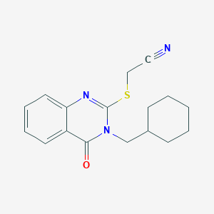 molecular formula C17H19N3OS B506206 {[3-(Cyclohexylmethyl)-4-oxo-3,4-dihydro-2-quinazolinyl]sulfanyl}acetonitrile 