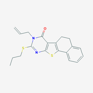 molecular formula C20H20N2OS2 B506210 8-allyl-9-(propylthio)-5,8-dihydronaphtho[2',1':4,5]thieno[2,3-d]pyrimidin-7(6H)-one 