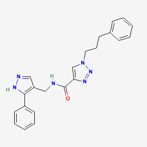 molecular formula C22H22N6O B5062101 1-(3-phenylpropyl)-N-[(3-phenyl-1H-pyrazol-4-yl)methyl]-1H-1,2,3-triazole-4-carboxamide 
