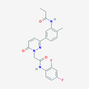 molecular formula C22H20F2N4O3 B5062107 N-[5-(1-{2-[(2,4-difluorophenyl)amino]-2-oxoethyl}-6-oxo-1,6-dihydro-3-pyridazinyl)-2-methylphenyl]propanamide 