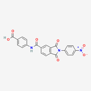 molecular formula C22H13N3O7 B5062122 4-({[2-(4-nitrophenyl)-1,3-dioxo-2,3-dihydro-1H-isoindol-5-yl]carbonyl}amino)benzoic acid 