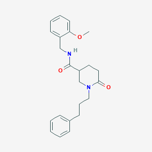 molecular formula C23H28N2O3 B5062124 N-(2-methoxybenzyl)-6-oxo-1-(3-phenylpropyl)-3-piperidinecarboxamide 