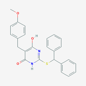 molecular formula C25H22N2O3S B506214 2-[(diphenylmethyl)sulfanyl]-6-hydroxy-5-(4-methoxybenzyl)pyrimidin-4(3H)-one 