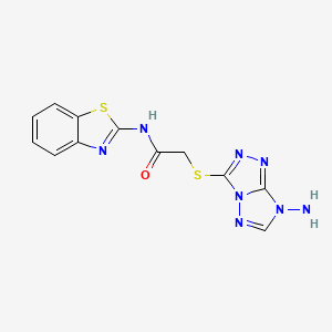 molecular formula C12H10N8OS2 B5062209 2-[(7-amino-7H-[1,2,4]triazolo[4,3-b][1,2,4]triazol-3-yl)thio]-N-1,3-benzothiazol-2-ylacetamide 