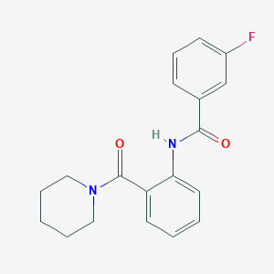 molecular formula C19H19FN2O2 B506228 3-fluoro-N-[2-(piperidin-1-ylcarbonyl)phenyl]benzamide 