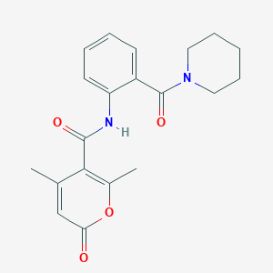 molecular formula C20H22N2O4 B506229 4,6-dimethyl-2-oxo-N-[2-(1-piperidinylcarbonyl)phenyl]-2H-pyran-5-carboxamide 