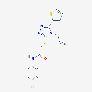 molecular formula C17H15ClN4OS2 B506237 2-{[4-allyl-5-(2-thienyl)-4H-1,2,4-triazol-3-yl]sulfanyl}-N-(4-chlorophenyl)acetamide CAS No. 377065-80-0