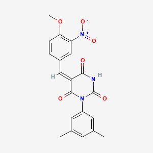 molecular formula C20H17N3O6 B5062387 1-(3,5-dimethylphenyl)-5-(4-methoxy-3-nitrobenzylidene)-2,4,6(1H,3H,5H)-pyrimidinetrione 