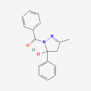 molecular formula C17H16N2O2 B5062410 1-benzoyl-3-methyl-5-phenyl-4,5-dihydro-1H-pyrazol-5-ol CAS No. 82366-05-0