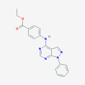 molecular formula C20H17N5O2 B506243 ethyl 4-[(1-phenyl-1H-pyrazolo[3,4-d]pyrimidin-4-yl)amino]benzoate CAS No. 370852-85-0