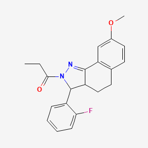molecular formula C21H21FN2O2 B5062449 3-(2-fluorophenyl)-8-methoxy-2-propionyl-3,3a,4,5-tetrahydro-2H-benzo[g]indazole 