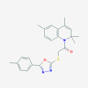molecular formula C24H25N3O2S B506251 2,2,4,6-Tetramethyl-1-({[5-(4-methylphenyl)-1,3,4-oxadiazol-2-yl]thio}acetyl)-1,2-dihydroquinoline 