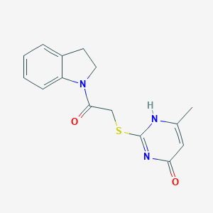 molecular formula C15H15N3O2S B506253 2-[2-(2,3-dihydroindol-1-yl)-2-oxoethyl]sulfanyl-6-methyl-1H-pyrimidin-4-one 