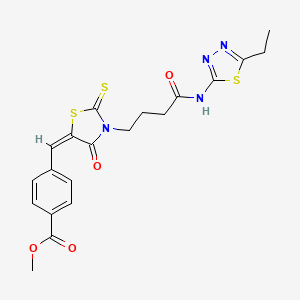 molecular formula C20H20N4O4S3 B5062530 methyl 4-[(3-{4-[(5-ethyl-1,3,4-thiadiazol-2-yl)amino]-4-oxobutyl}-4-oxo-2-thioxo-1,3-thiazolidin-5-ylidene)methyl]benzoate 