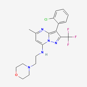 molecular formula C20H21ClF3N5O B5062569 3-(2-chlorophenyl)-5-methyl-N-[2-(4-morpholinyl)ethyl]-2-(trifluoromethyl)pyrazolo[1,5-a]pyrimidin-7-amine 