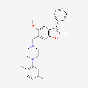 molecular formula C29H32N2O2 B5062595 1-(2,5-dimethylphenyl)-4-[(5-methoxy-2-methyl-3-phenyl-1-benzofuran-6-yl)methyl]piperazine 