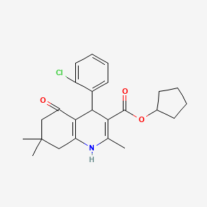 molecular formula C24H28ClNO3 B5062646 cyclopentyl 4-(2-chlorophenyl)-2,7,7-trimethyl-5-oxo-1,4,5,6,7,8-hexahydro-3-quinolinecarboxylate 