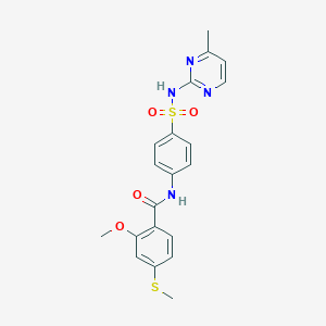 molecular formula C20H20N4O4S2 B506265 2-methoxy-N-(4-{[(4-methyl-2-pyrimidinyl)amino]sulfonyl}phenyl)-4-(methylsulfanyl)benzamide CAS No. 349576-25-6