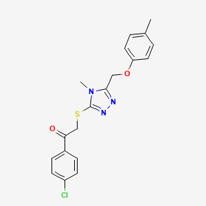 molecular formula C19H18ClN3O2S B5062650 1-(4-chlorophenyl)-2-({4-methyl-5-[(4-methylphenoxy)methyl]-4H-1,2,4-triazol-3-yl}thio)ethanone 