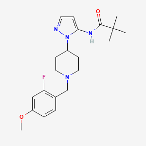 N-{1-[1-(2-fluoro-4-methoxybenzyl)-4-piperidinyl]-1H-pyrazol-5-yl}-2,2-dimethylpropanamide