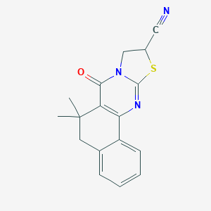 molecular formula C17H15N3OS B506266 6,6-dimethyl-7-oxo-5,7,9,10-tetrahydro-6H-benzo[h][1,3]thiazolo[2,3-b]quinazoline-10-carbonitrile CAS No. 372507-31-8