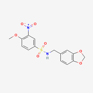 molecular formula C15H14N2O7S B5062677 N-(1,3-benzodioxol-5-ylmethyl)-4-methoxy-3-nitrobenzenesulfonamide CAS No. 6074-59-5
