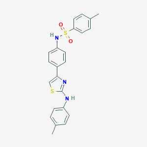 molecular formula C23H21N3O2S2 B506269 4-methyl-N-{4-[2-(4-toluidino)-1,3-thiazol-4-yl]phenyl}benzenesulfonamide 