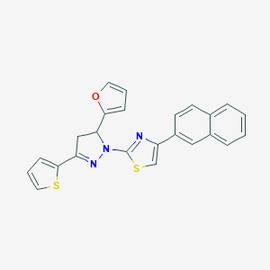 molecular formula C24H17N3OS2 B506270 2-[5-(2-furyl)-3-(2-thienyl)-4,5-dihydro-1H-pyrazol-1-yl]-4-(2-naphthyl)-1,3-thiazole 