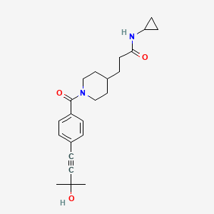 molecular formula C23H30N2O3 B5062734 N-cyclopropyl-3-{1-[4-(3-hydroxy-3-methyl-1-butyn-1-yl)benzoyl]-4-piperidinyl}propanamide 