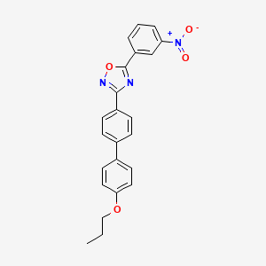 molecular formula C23H19N3O4 B5062735 5-(3-nitrophenyl)-3-(4'-propoxy-4-biphenylyl)-1,2,4-oxadiazole 